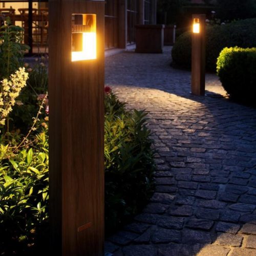 Log tuinlamp teak buitenlamp hardhout led Royal Botania